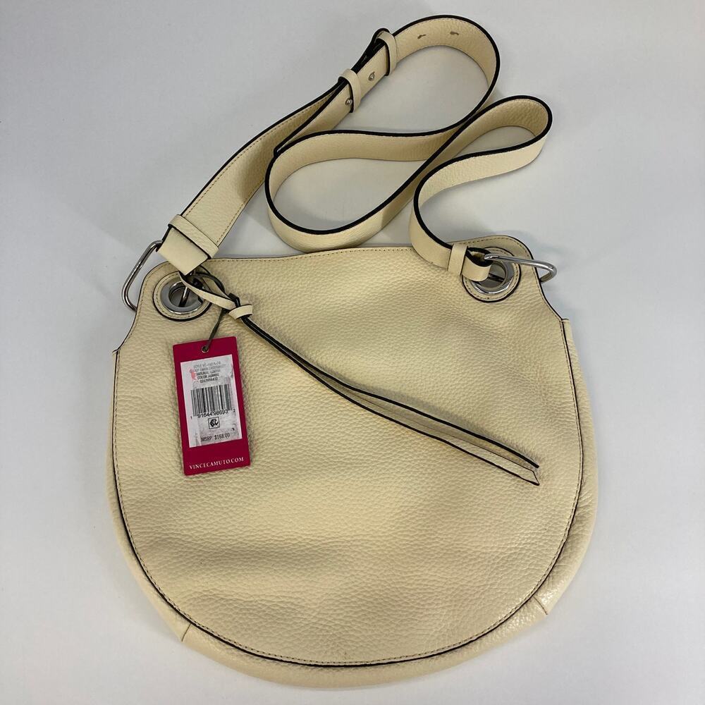 VINCE CAMUTO NWT CREAM PEBBLEDL LEATHER CROSSBODY BAG